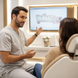 Dentist reviewing a digital scan with a patient during consultation